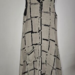 Elsewhere Lenn Dress Sleeveless Reversible Gray & Black Linen Dress Size Large
